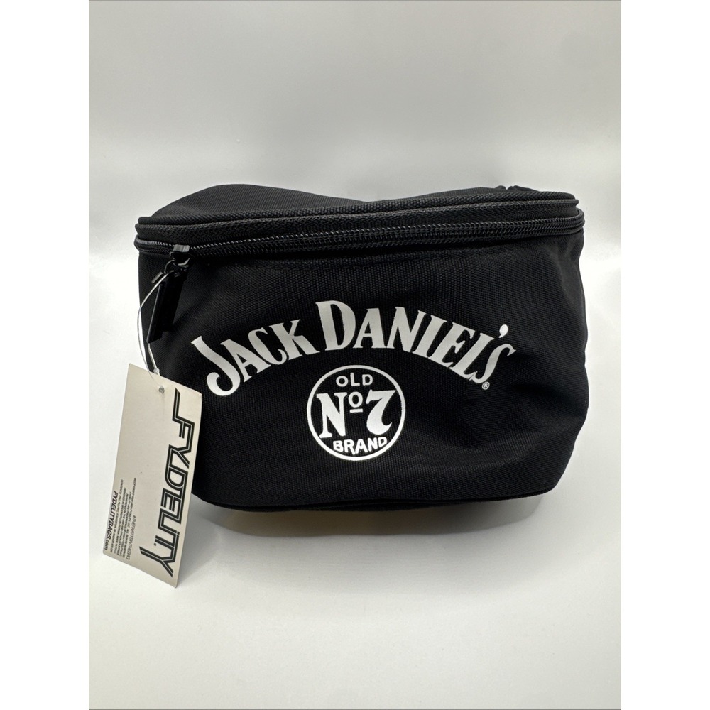 Jack Daniels No 7 Old Skool 3 Beer Fanny Pack Belt Bag Cooler Black Fydeuty